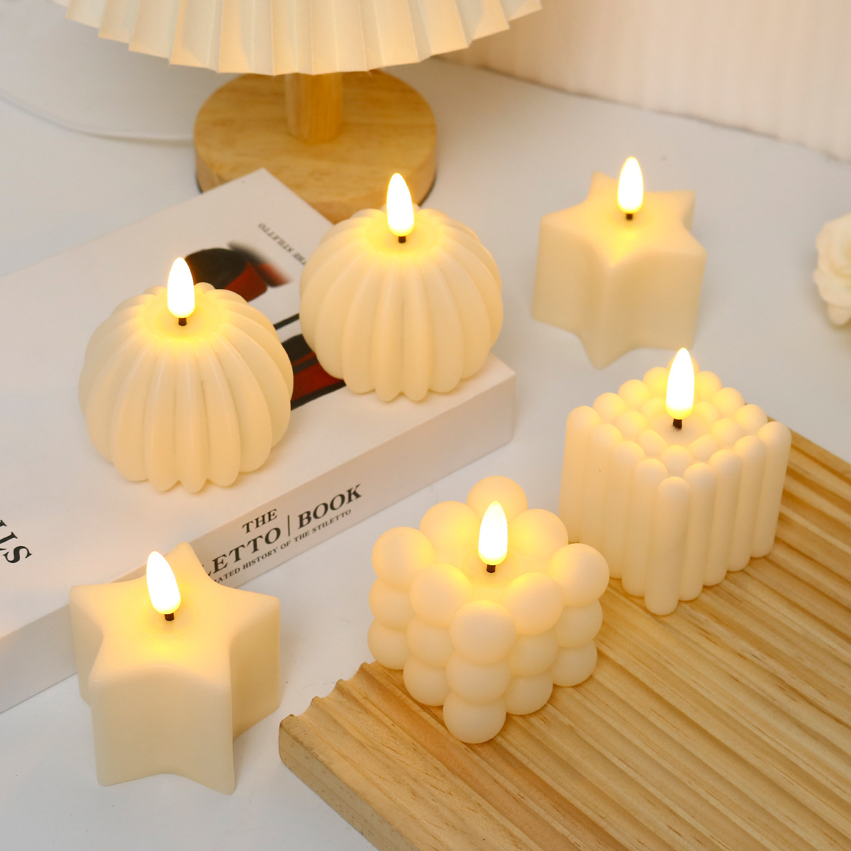 Photography Wedding - เทียน LED รูปทรงลูกบาศก์ สำหรับงานแต่งงาน, วันเกิด, ตกแต่งคริสต์มาส,