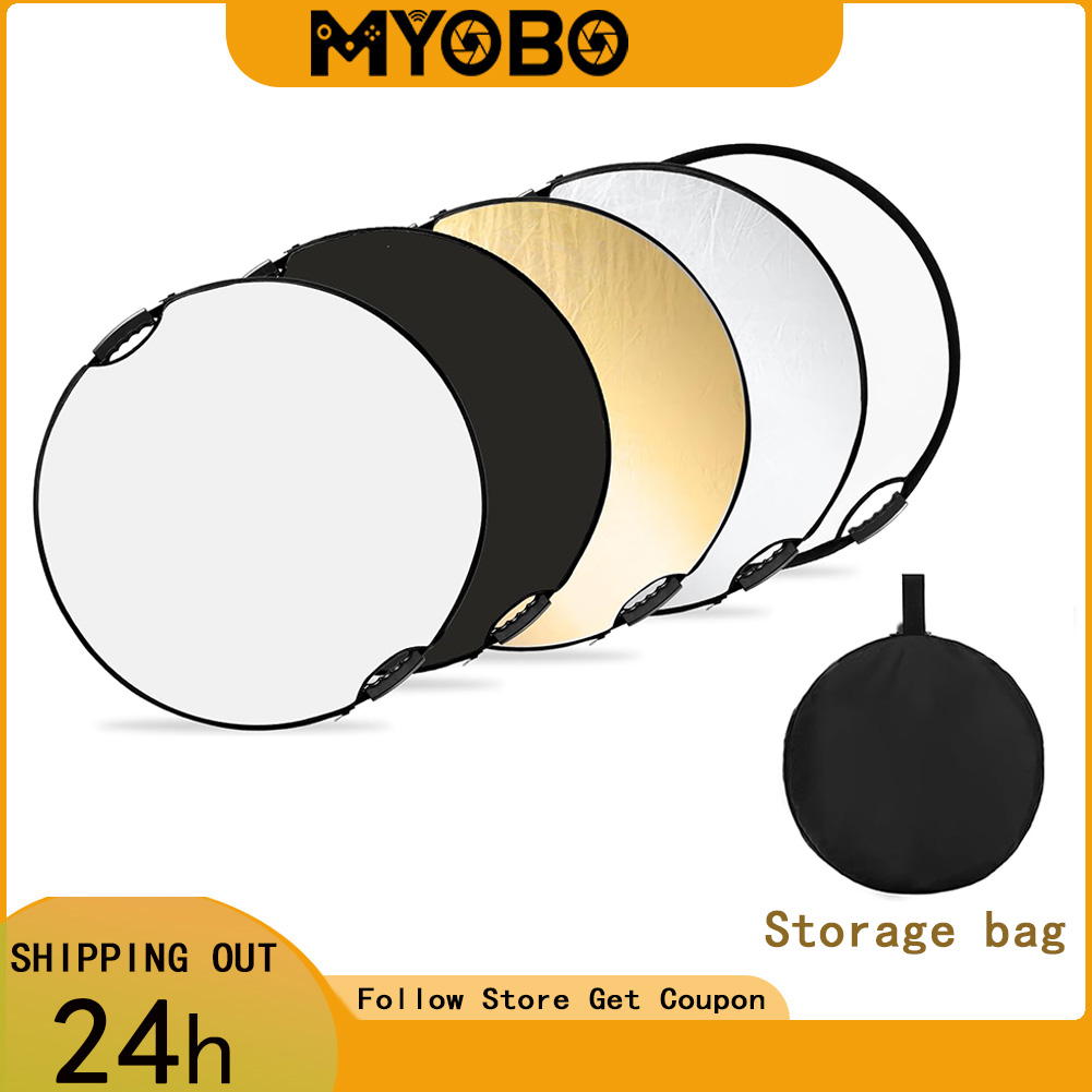 Reflector 5 In 1 - แผ่นสะท้อนแสง MYOBO สำหรับถ่ายภาพ แบบพับได้ พร้อมกระเป๋าหิ้ว 5