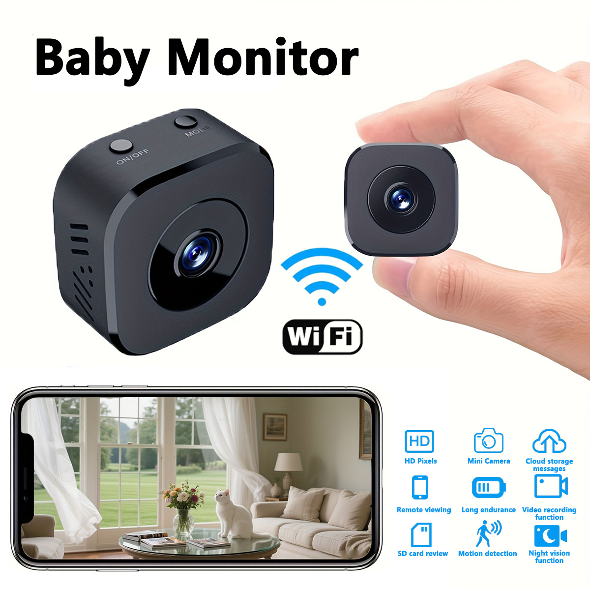 Photography Videography - 1080P HD Mini WiFi กล้องความปลอดภัยในร่มการเฝ้าระวังความปลอดภัย Baby