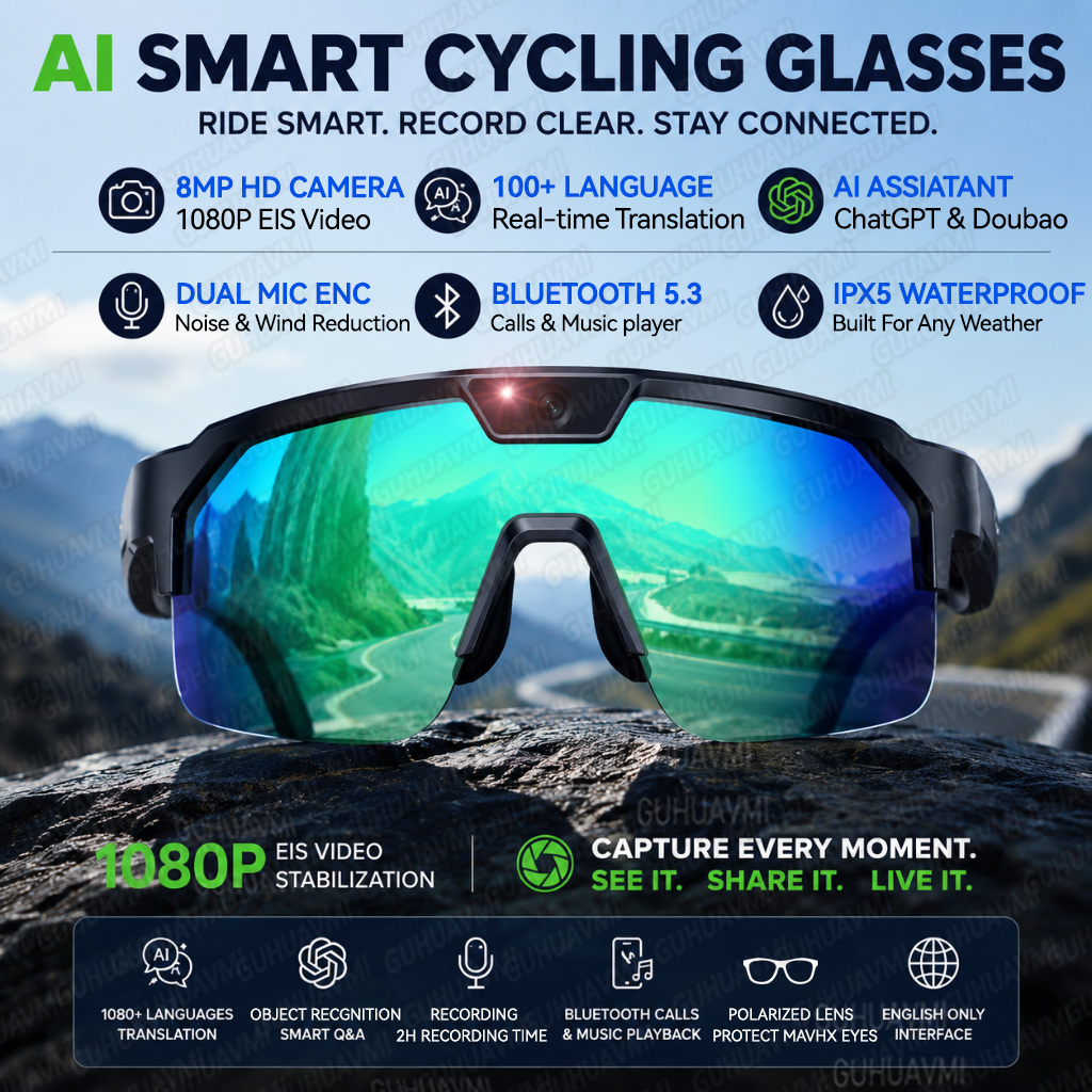 Photography With Ai - แว่นตาอัจฉริยะรุ่นอัปเกรดปี 2026 พร้อมกล้องถ่ายภาพและวิดีโอ 8MP ผู้ช่วย AI