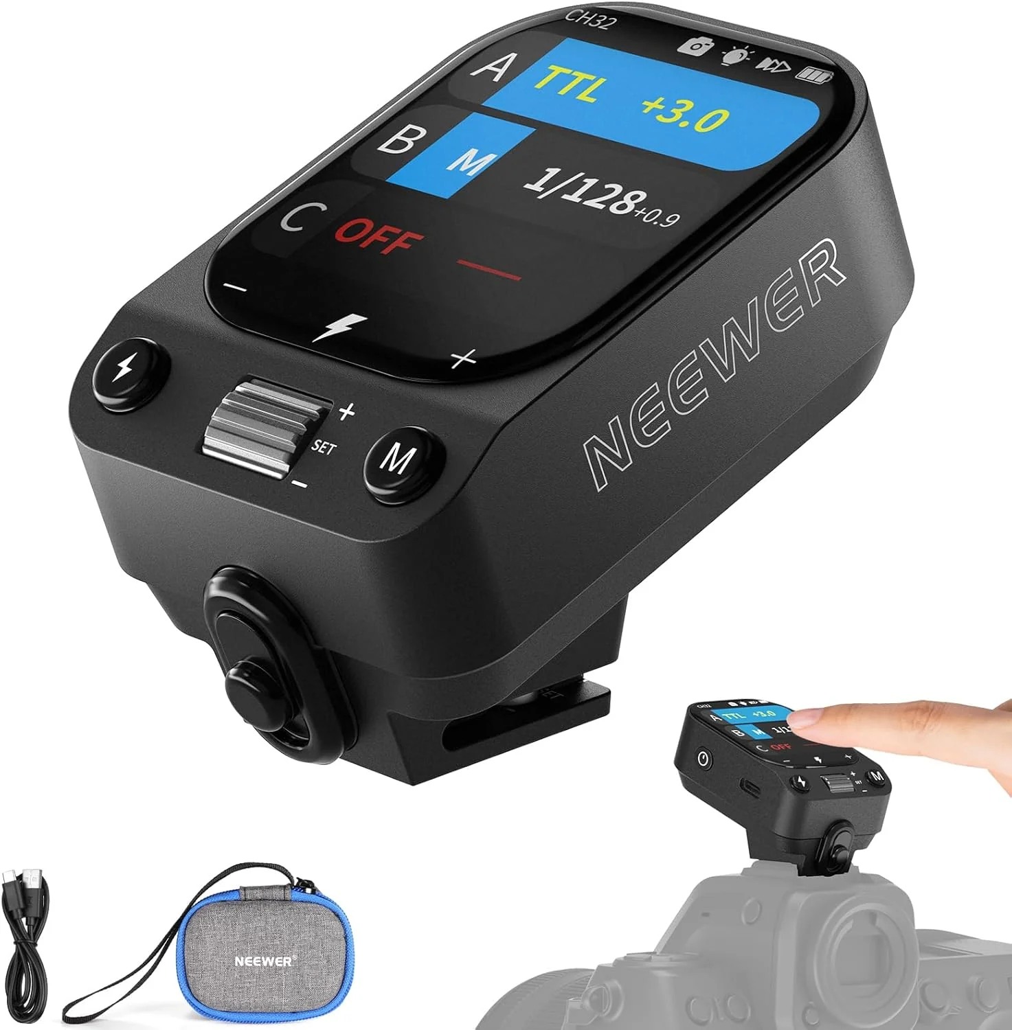 Speedlite Flash External - NEEWER QZ TTL ตัวส่งสัญญาณแฟลชไร้สายแบบพกพา สำหรับแฟลชสปีดไลท์ภายนอกในสตูดิโอ