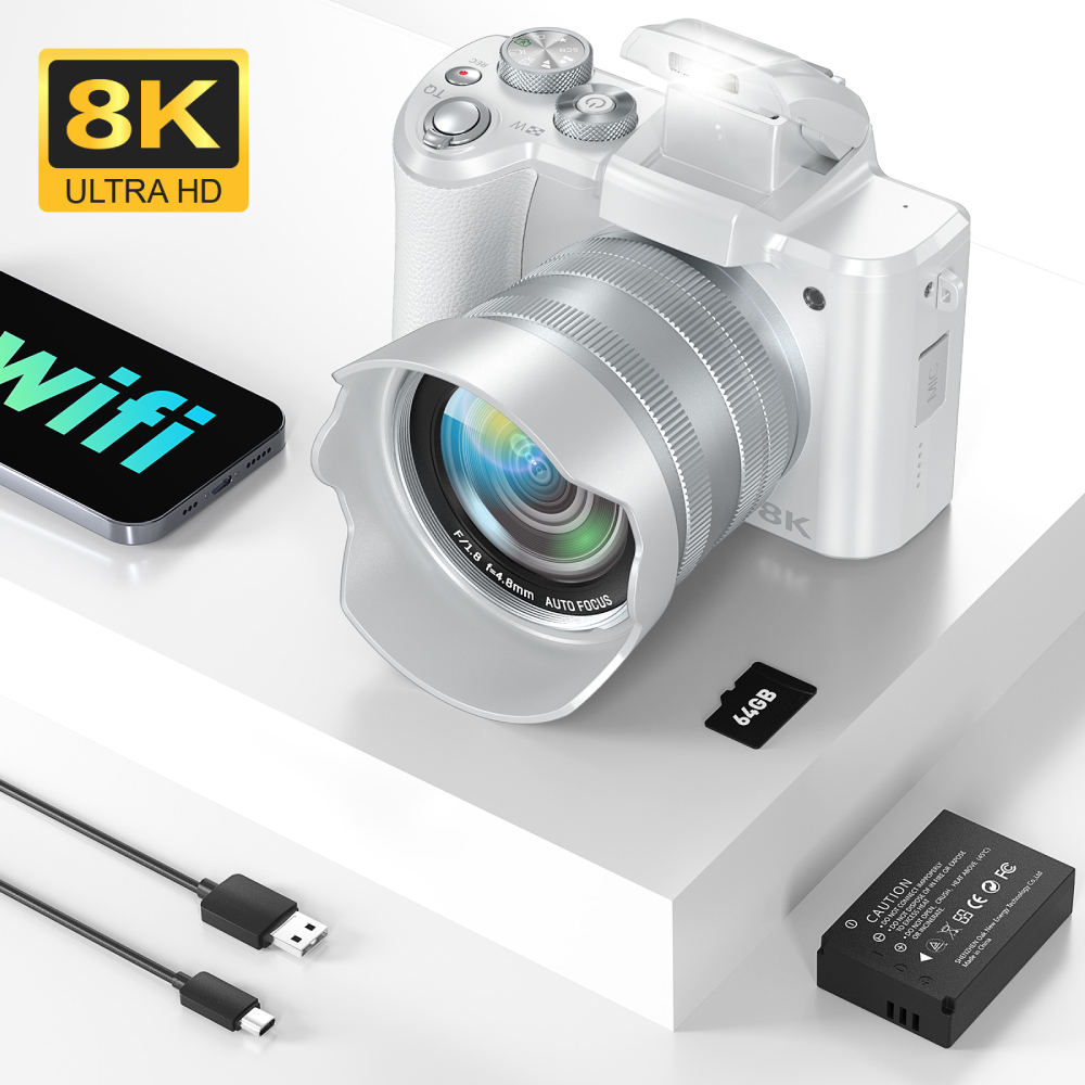 Photography Nature Images - กล้องดิจิตอล 8K สําหรับการถ่ายภาพ, กล้อง Vlogging เลนส์คู่ด้านหน้าและด้านหลัง,