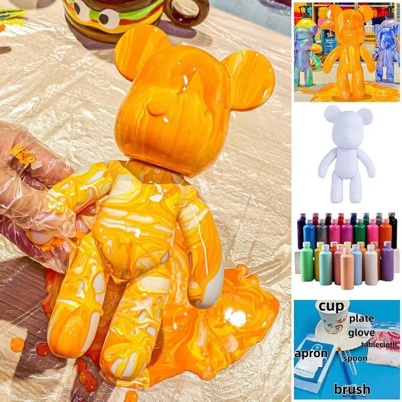 Photography Desk - ตุ๊กตาหมีไวนิลสีขาวขนาด 23 ซม. งานแฮนด์เมด ระบายสีเอง ของตกแต่งบ้าน