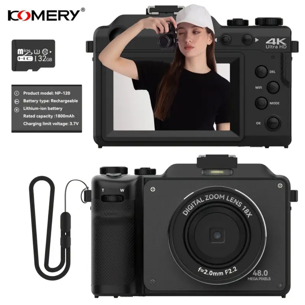 Photography Nature Images - กล้องดิจิตอล4K สำหรับถ่ายภาพ18X กล้องตั้งแคมป์กันสั่น48MP WiFi โฟกัสอัตโนมัติ YouTube