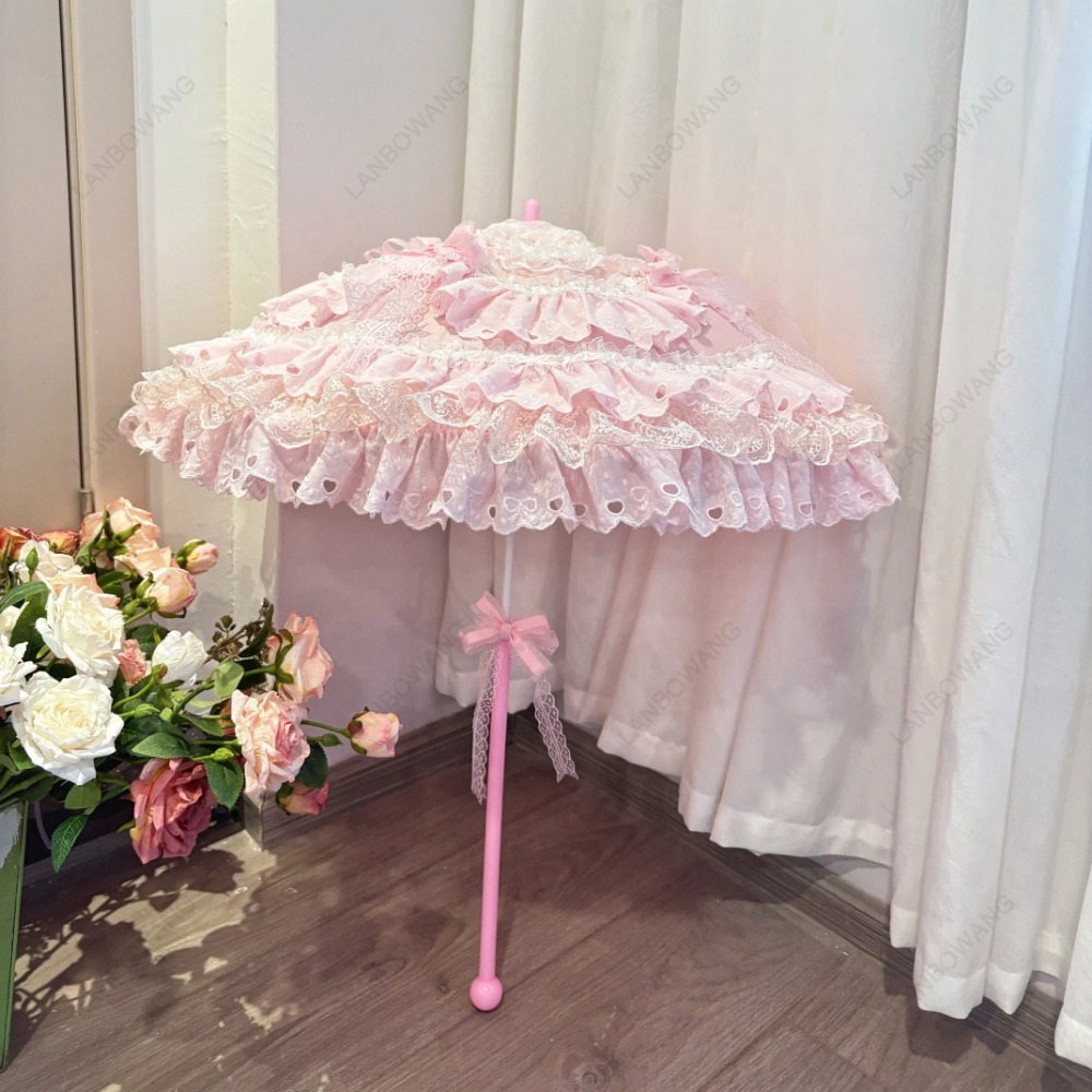ร่มลูกไม้ลายดอกไม้สีชมพูทรงหัว - Photography Wedding บทวิจารณ์และราคา