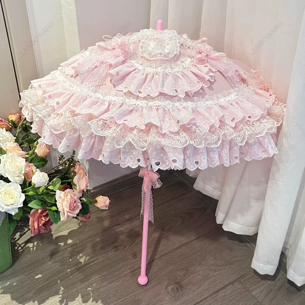 ร่มลูกไม้ลายดอกไม้สีชมพูทรงหัว - Photography Wedding บทวิจารณ์และราคา