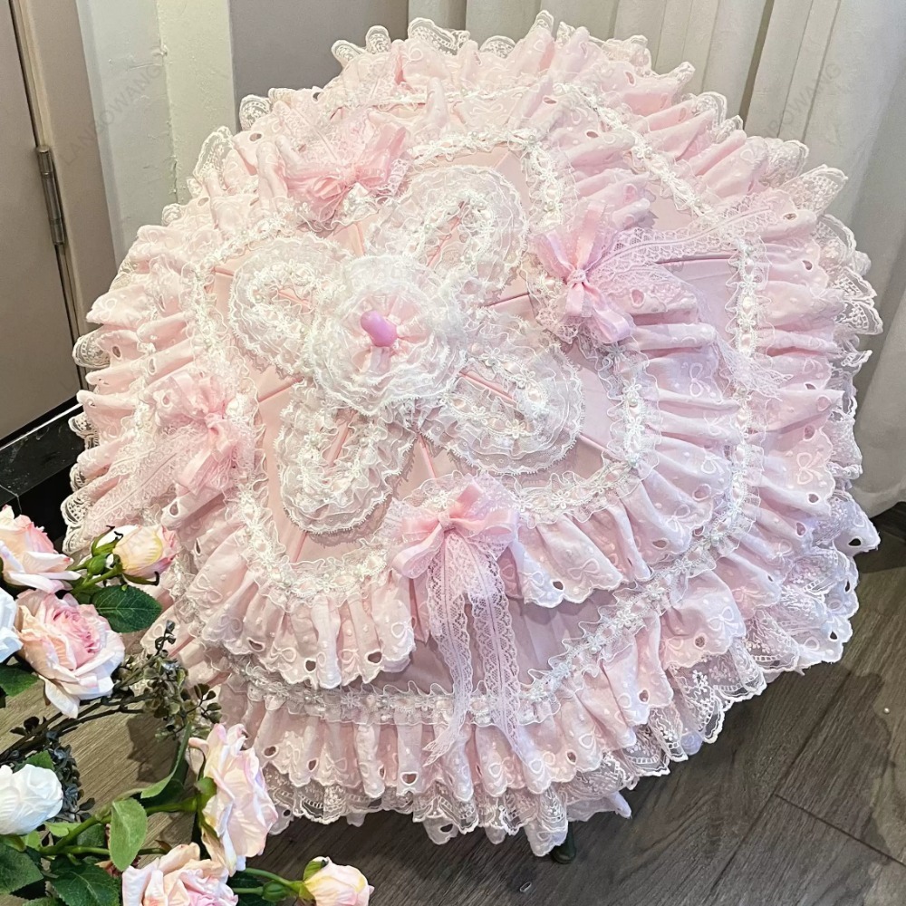 ร่มลูกไม้ลายดอกไม้สีชมพูทรงหัว - Photography Wedding บทวิจารณ์และราคา